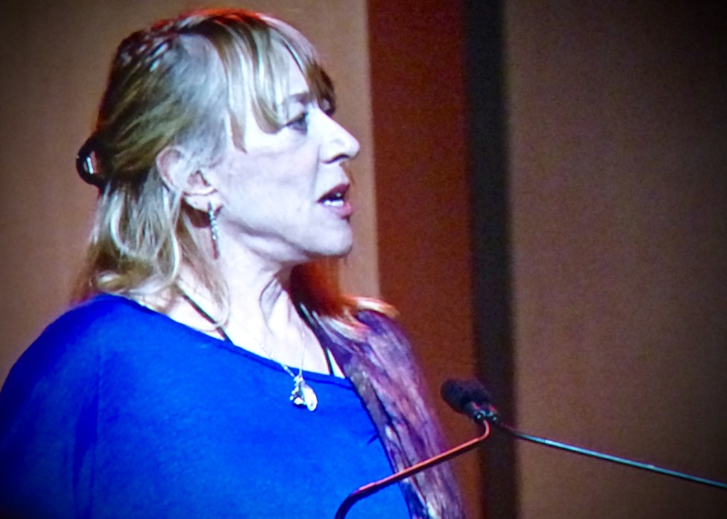 Nobel Peace Prize winner Jody Williams sang a few stanzas of “Happy Birthday” to “the most rocking, compassionate simple Buddhist monk I know,” before addressing the audience. 