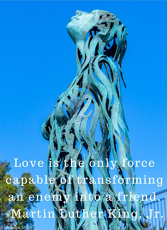 Voyager sculpture, MLK Jr. quote about love