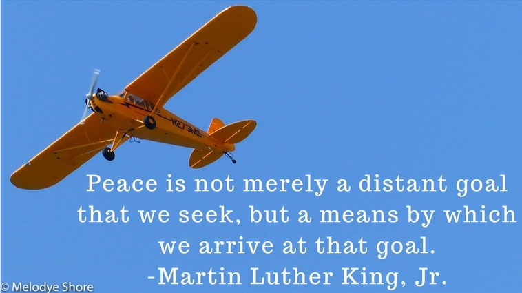 orange airplane, MLK Jr. quote about peace